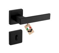 Gedotec Juego Manillas Puerta Placa - Manilla de Puerta en Aluminio Inoxidable PUSH - Puerta Sala, Oficina, Cocina, Interior y Exterior - Placa de Cerradura - Espesor de la Puerta 35 a 47 mm - Negro
