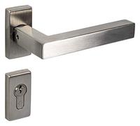 Gedotec Manilla para puerta OVAL juego de manillería para puerta de habitación herraje de acero inoxidable en forma de L en roseta ovalada | MAILAND 102 | juego de manillería PZ - cylinder