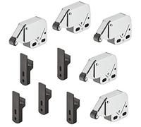 gedotec Muebles de - Pestillo de armario de Muelle - Pestillo de cajones Impresión Cierre Mini de Latch | Pestillo puerta acero niquelado - Rollo Negro (5 unidades - con contraplaca