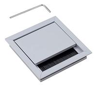 Gedotec Pasacables Plateado para Escritorio Eco Rectangular con Junta de Cepillo | Pasacables de Aluminio Plateado | Caja de Cable de 100 x 100 mm para Encajar | 1 Pieza