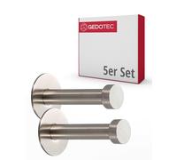 Gedotec Perchero de acero inoxidable para puerta - Perchero & montaje en pared - UP-25 | profundidad: 52 mm | acero inoxidable cepillado mate | ganchos para fijación oculta | 5 unidades - Ganchos de