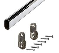 GEDOTEC Perchero de metal Perchero OVAL 1500 mm | Tubo acero cromado | muebles 30 x 15 mm | Varilla de armario para montaje en pared lateral | barra de muebles almacenamiento - 1 pieza