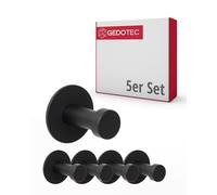 Gedotec Perchero negro de acero inoxidable - PANTHER | Gancho redondo | 32 x 10 mm | perchero antiguo vintage para montaje en pared | 5 unidades - Gancho de pared de diseño