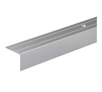 Gedotec Perfil angular de aluminio para escaleras, color plateado, 2000 mm, perfil de suelo perforado para atornillar, perfil de protección angular de 25 x 20 mm, 1 unidad