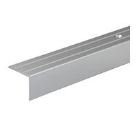 Gedotec Perfil de aluminio para escaleras, perfil angular de aluminio, 1000 mm, perfil de suelo perforado para atornillar, 25 x 20 mm, 1 pieza, perfil angular para escaleras con ranuras