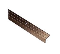Gedotec Perfil de aluminio para escalones, perfil angular, bronce, 1000 mm, perfil de suelo perforado para atornillar, perfil de protección angular de 25 x 20 mm, 1 pieza, perfil angular de escalera