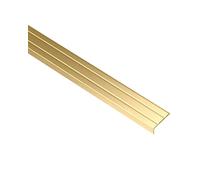Gedotec Perfil de canto de peldaño autoadhesivo aluminio laton 2000 mm - perfil angular sin perforar para pegar 25 x 8 mm - protector de canto estriado - Made in Germany