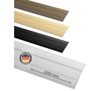 Gedotec Perfil de Transición Aluminio Plano Autoadhesivo Übergangsschiene Ancho 37mm 3 Farben 100cm &200cm Calidad de Marca para Su Sala de Estar - Aluminio plata anodizada, 200 cm