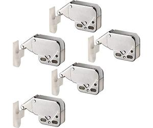 Gedotec Pestillo de Muelle Mini Latch Cierre Presión Puerta | Acero Niquelado | Feder-Schnappverschluss para Atornillar | Möbel-schnäpper con Equivalente | 5 Piezas - Druckschnapper Gabinete