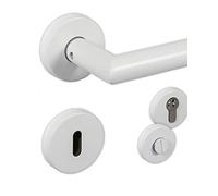 Gedotec Picaporte de acero inoxidable blanco mate, manilla de puerta de habitación en roseta redonda - Chapo | BB - cerradura de puerta vintage para puertas interiores