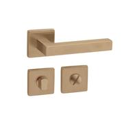 Gedotec Picaporte de latón cepillado | 1 juego | Garnitura de rosetones angulares | KARAT | WC - Baño | Pomos para puertas interiores | Garnitura de picaportes con material de fijación incluido |