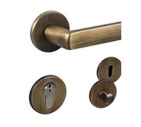 Gedotec Picaporte de puerta vintage de latón para puertas de habitaciones Luce, herrajes de bronce antiguo, juego de picaportes PZ, cilindro perfilado, 1 juego