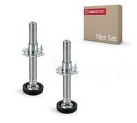 Gedotec pies Regulables para Muebles Tornillo M8 Regulable en Altura Acero galvanizado | 10 pies niveladores - Tornillos para Muebles con Tuerca para empotrar | M8 x 70 mm