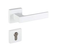 Gedotec PUSH 1317 PUSH 1317 - Picaporte para puertas interiores, cilindro PZ, color blanco mate, 1 juego de manillas rectangulares con tornillos