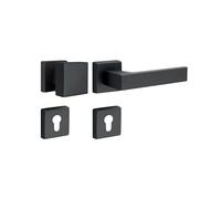 Gedotec Juego intercambiable manilla/pomo aluminio herraje negro pomo manilla | PUSH 1317 | PZ - cilindro perfilado | manilla antigua vintage | 1 juego de pomos de diseño incl. material de fijación