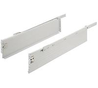 Gedotec Sistema de cajón de cocina, riel de cajón parcial, caja de metal, longitud nominal: 450 mm, capacidad de carga 25 kg, altura de 118 mm, 1 par, juego de extractos blanco para cajones de madera