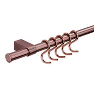 Gedotec Sistema de montaje de pared de diseño para cocina, latón y bronce mate, juego de barandillas, longitud 1200 mm, sistema de rieles con 5 ganchos en S con material de fijación, 1 juego completo