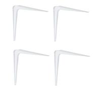 Gedotec Soporte de estante de metal para estante de pared de 125 mm, consola de chapa de acero para estantes de pared, 4 unidades, acero recubierto de color blanco, consola angular para estanterías