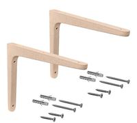 Gedotec Consola de madera de haya, 2 unidades de ángulo de estantería de madera natural maciza, 250 x 150 mm, color marrón, capacidad de carga de hasta 24 kg