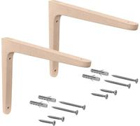 Gedotec Consola de madera de haya, 2 unidades de ángulo de estantería de madera natural maciza, 300 x 200 mm, color marrón, capacidad de carga de hasta 20 kg