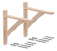 Gedotec Soporte de madera de haya para estanterías, 230 x 170 mm, ángulo de estantería de madera natural maciza, capacidad de carga de hasta 20 kg, 2 unidades de soportes para estantes de pared