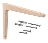 Gedotec Consola de madera de haya, 1 pieza de ángulo de estantería de madera natural maciza, 200 x 125 mm, color marrón, capacidad de carga hasta 24 kg