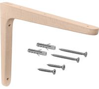 Gedotec Consola de madera de haya, 1 pieza de ángulo de estantería de madera maciza natural, 300 x 200 mm, color marrón, capacidad de carga de hasta 20 kg