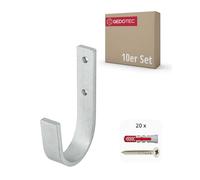 Gedotec soporte de pared - ganchos universales acero galvanizado | 10 piezas ganchos de escalera curvados 55 x 110 mm | ganchos para herramientas incl. material de fijación | ganchos multiusos de me