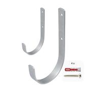 Gedotec Soporte de pared - Ganchos universales de acero galvanizado | 2 ganchos de escalera, curvados 180 x 100 mm | Ganchos de dispositivo incl. material de fijación | Ganchos universales de metal