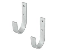 Gedotec Soporte de pared ganchos universales de acero galvanizado | 2 ganchos de escalera curvados 55 x 110 mm | ganchos para herramientas incl. material de fijación | ganchos multiusos de metal |