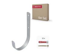 Gedotec Soporte de pared ganchos universales de acero galvanizado | 6 ganchos de escalera doblados 180 x 100 mm | ganchos para herramientas incl. material de fijación | ganchos multiusos de metal