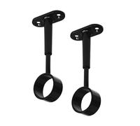Gedotec Soporte de tubo de armario para montaje en techo | TUBI | 2 soportes centrales de tubo de armario negros para barras de colgar redondas | Fijación de barra de colgar D: 25 mm