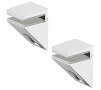 Gedotec Soporte para estante de cristal de diseño de acero inoxidable para estantes de cristal - Solar | Soporte para tableros de 5 - 10 mm | Soporte de pared con capacidad de carga 20 kg | 2 unidades