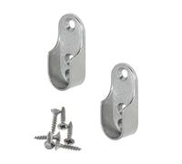 Gedotec - Soportes de tubo ovalado para barra de ropa | 30 x 15 mm | OVA | 2 piezas - Soportes de metal niquelado para barra de ropa ovalada | Acero niquelado | Armario
