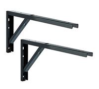 Gedotec Support Mural Triangle Étagère - Équerre Métal en Angle Droit pour Meuble de Rangement, Table, Cuisine, Bureau, Garage, Jardin, Rayonnage - en Acier Noir - 400 x 30 x 180 mm - 2 Pièces