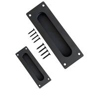 Gedotec Tirador de concha ARK de acero inoxidable 180 x 60 mm - 2 tiradores rectangulares para puerta corredera para atornillar, color negro mate, ergonómico, incluye tornillos de montaje, diseño