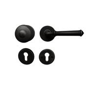 Gedotec Tirador de puerta negro | MIRA | 1 juego de herrajes para puerta negro | roseta redonda para puertas interiores | PZW - derecha | par de manillas de hierro forjado | Juego de manillas incluye