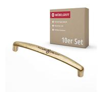 Gedotec Tirador para muebles de metal macizo | 10 unidades | Tiradores para armarios de cocina con material de fijación | ALMATI | Tiradores para muebles de latón antiguo con BA 96 mm | Tiradores de