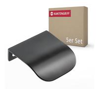 Gedotec Tiradores para muebles de aluminio, 5 unidades, color negro mate, diseño retro elegante, LA: 32 mm, tiradores de armario, puertas de armario, tiradores de cocina, tiradores de puertas