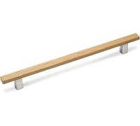 Gedotec Tiradores para muebles de aluminio y madera | Para puertas plegables | Longitud: 284 mm | ARA | Aspecto de nogal y acero inoxidable | Minimalistas | Tiradores para armarios | Cajones | 1 Pieza