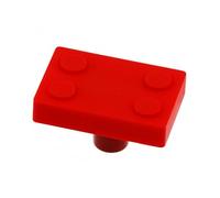 Gedotec Tiradores para muebles infantiles de goma, bloque de construcción, color rojo, 1 unidad, muebles para niños, tirador para muebles, tirador para niños, pomo de cajón elástico, goma resistente a