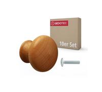 Gedotec Ursula Lot de 10 botones de mueble en madera de cerezo Ø 35 mm con inserto roscado de latón M4 x 25 mm con | Botón de madera maciza Manija de mueble Manija de armario Manija de cajón