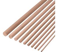 Gedotec Varilla redonda de haya de 25 mm, 5 unidades - Varillas lisas de madera de haya | Longitud de las barras redondas de 1000 mm | Madera redonda para manualidades y jardín