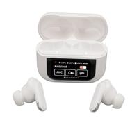 Gedourain Auriculares Inalámbricos con Pantalla Táctil, Sonido Mejorado, Bluetooth 5.4 para Amantes de la Música, Negros, 2 Pares de Almohadillas para Usuarios Activos