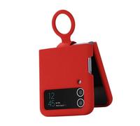 Gedourain Funda Protectora de TPU para Z Flip 4, Cubierta a Prueba de Golpes con Soporte de Anillo para Ver Vídeos, Compatible con Carga Inalámbrica para Uso Diario (Rojo)