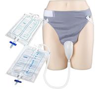 GEDRACKPMYN Bolsa de orina Reutilizable y portátil para Hombres, colector de orina de Silicona, Bolsa de orina para Ancianos con 2 Bolsas de catéter de orina, 1000 ml y 2000 ml,Normal Male