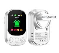 Gedsffati Detector de Gas Combustible con Enchufe para Hogar, Alarma de Gas para Casa, Detector de Fuga de Gas para Gas Natural GLP Metano Propano Butano, con Batería Recargable, Blanco, HD05-B