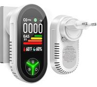 Gedsffati Detector de Gas y Monóxido de Carbono con Enchufe para Hogar, Alarma de CO para Casa, Alarma de Gas Combustible para Gas Natural LPG Metano Propano Butano, Blanco, PTH-24E