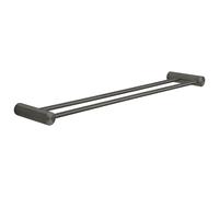 Gedy Ande Toallero baño Doble Fijo,Toallero Pared Doble Longitud 60 cm, Porta Toallas Doble de baño de Pared, Acero Inoxidable AISI 304, Acabado Gun Metal, Fijación con Tornillos