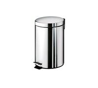 Gedy ARGENTA Papelera Basura baño, Redonda, 3L, con Pedal y Tapa, Acero Inoxidable, Cromo, 17 x 22,5 x 26